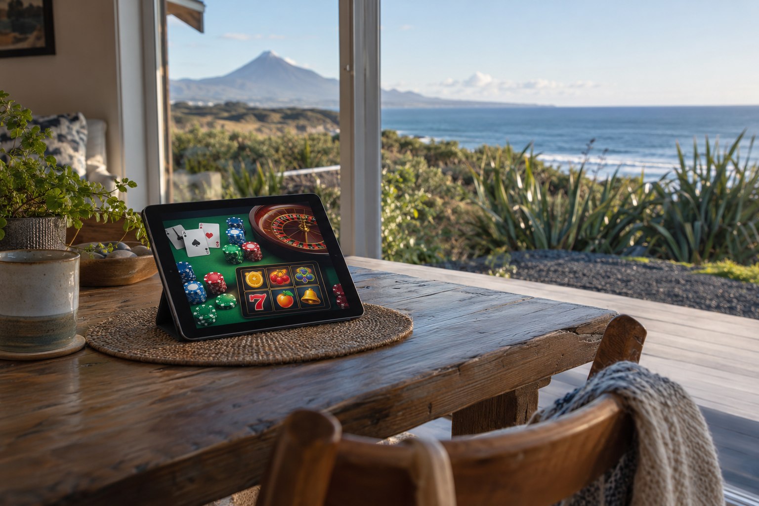 Digital tablet displaying online casino legal status overview