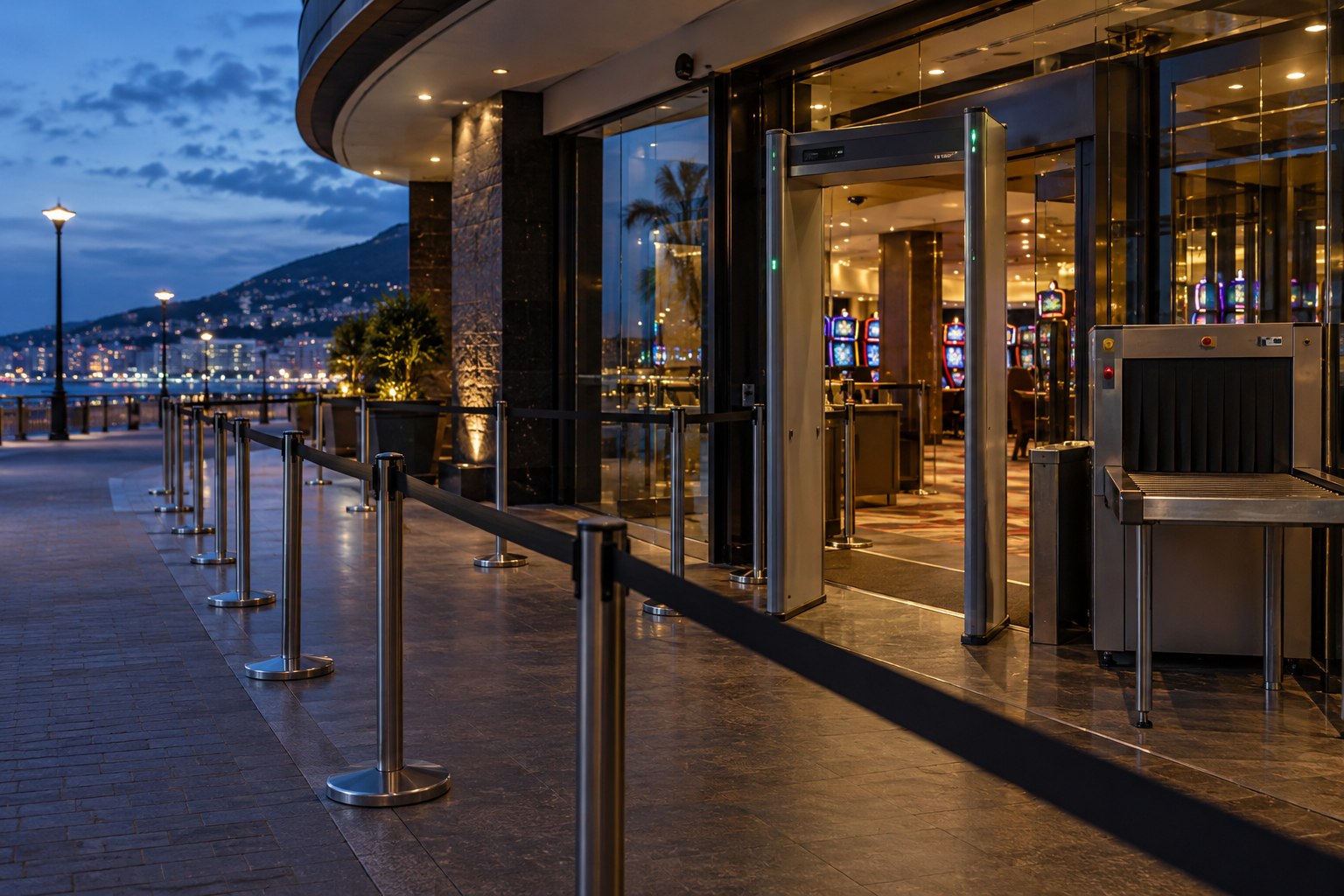 Security checkpoint at New Zealand casino entrance